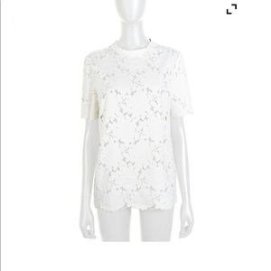 Lanvin White Guipure Floral Lace Top